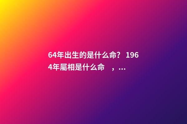 64年出生的是什么命？ 1964年屬相是什么命，1964年五行屬什么